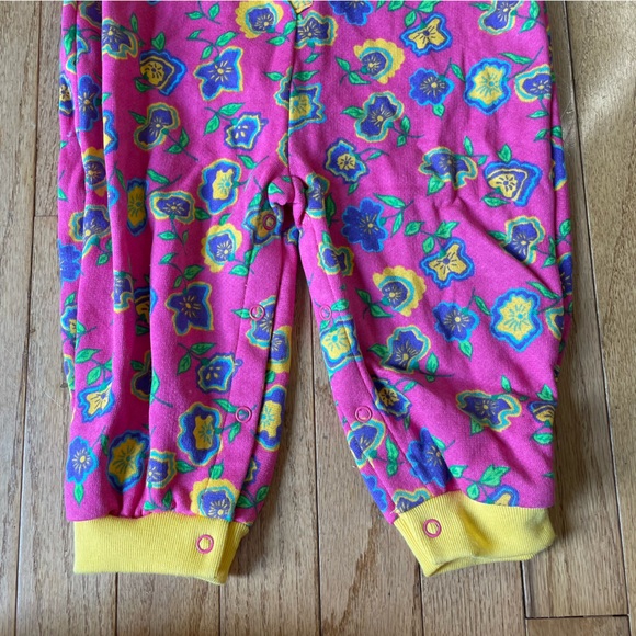 NWT VINTAGE SMALL STEPS PINK YELLOW FLORAL GRAPHIC PRINT OVERALLS SIZE 18 MONTHS - Picture 5 of 8